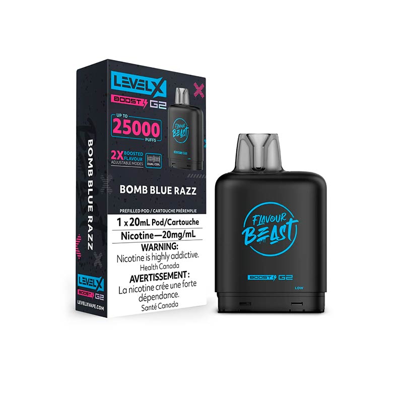 Level X Flavour Beast Boost G2 Pod - Bomb Blue Razz | Bay Vape Level X Flavour Beast Boost G2 Pod - Bomb Blue Razz | Bay Vape