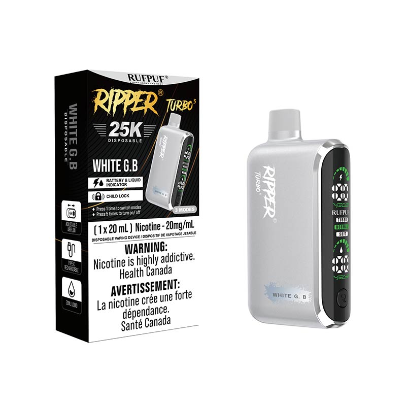 Ripper Turbo 3 25K Disposable - White G.B - Bay Vape Canada