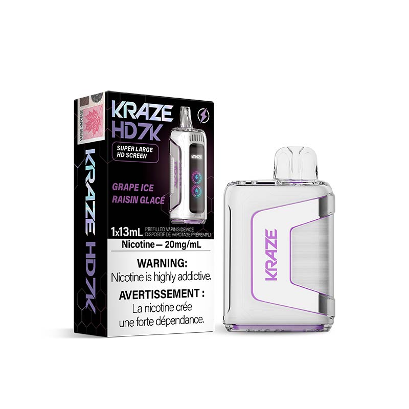 Kraze HD 7000 Disposable - Grape Ice - Bay Vape Canada