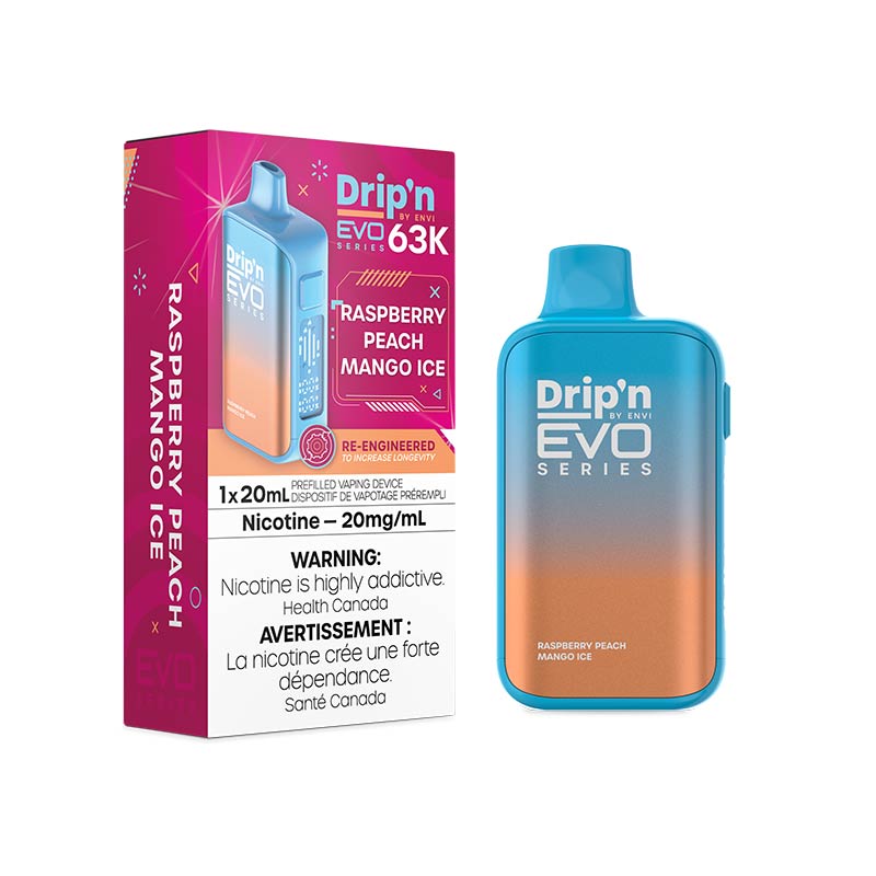 Drip'n by Envi EVO Series 63K Disposable - Raspberry Peach Mango Ice (MB) - Bay Vape