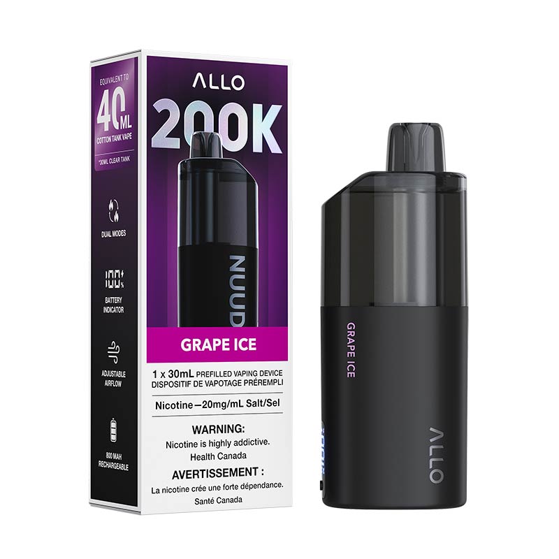 ALLO Nuud 200K Disposable Vape - Grape Ice (ON) - Bay Vape