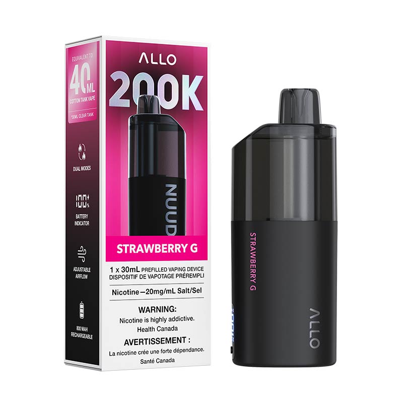ALLO Nuud 200K Disposable Vape - Strawberry G (ON) - Bay Vape