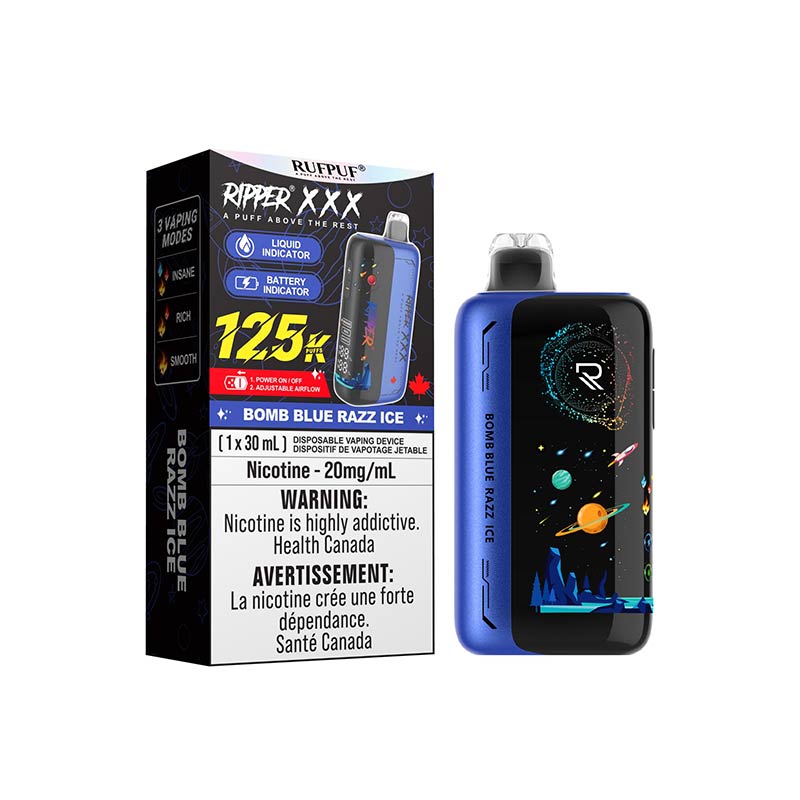 Ripper XXX 125K Disposable - Bomb Blue Razz Ice - Bay Vape