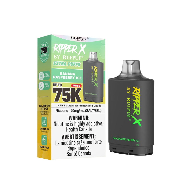 Ripper X Pod by Rufpuf 75K - Banana Raspberry Ice - Bay Vape Canada