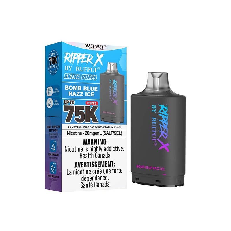 Ripper X Pod by Rufpuf 75K - Bomb Blue Razz Ice - Bay Vape Canada