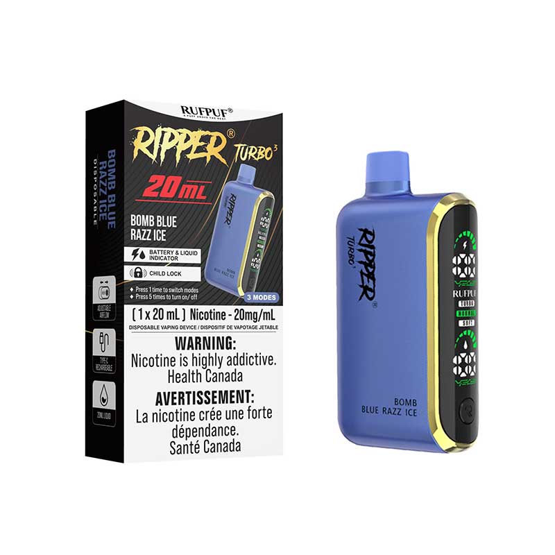 Ripper Turbo 3 30K Disposable - Bomb Blue Razz Ice (ON) - Bay Vape