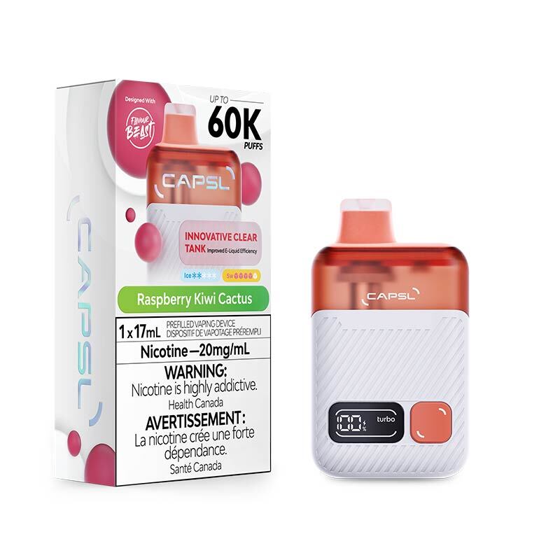 CAPSL 60K Disposable by Flavour Beast - Raspberry Kiwi Cactus (MB) - Bay Vape