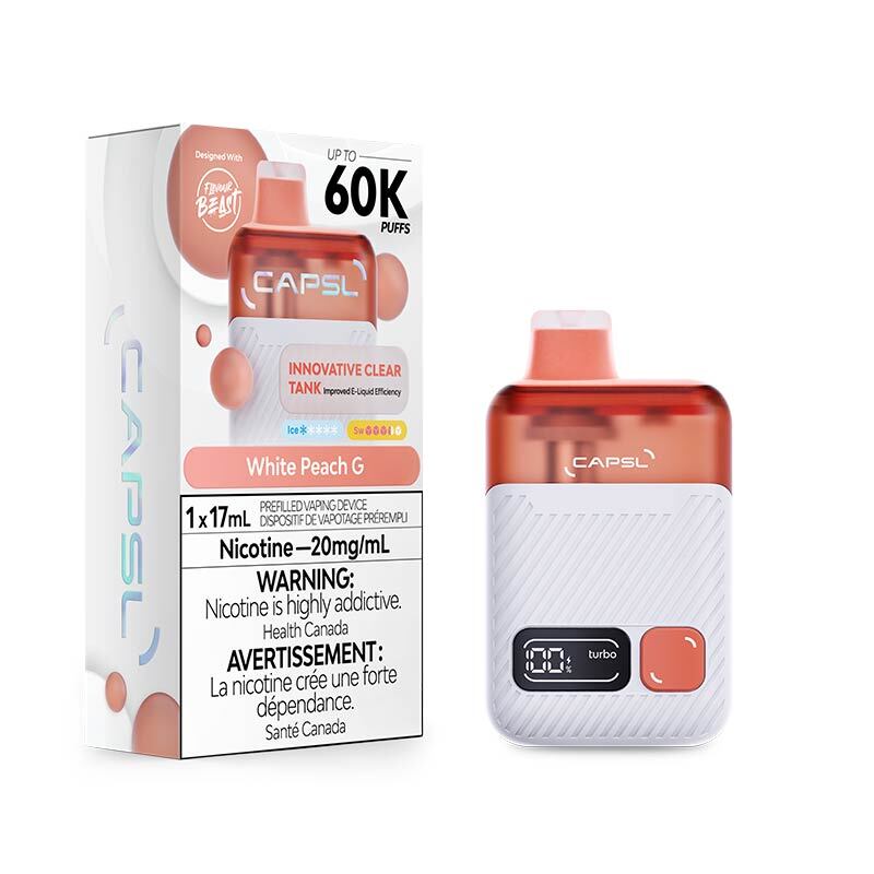 CAPSL 60K Disposable by Flavour Beast - White Peach G (AB) - Bay Vape