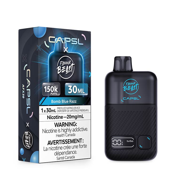 Flavour Beast X CAPSL - AFX30 Disposable - Bomb Blue Razz (ON) - Bay Vape