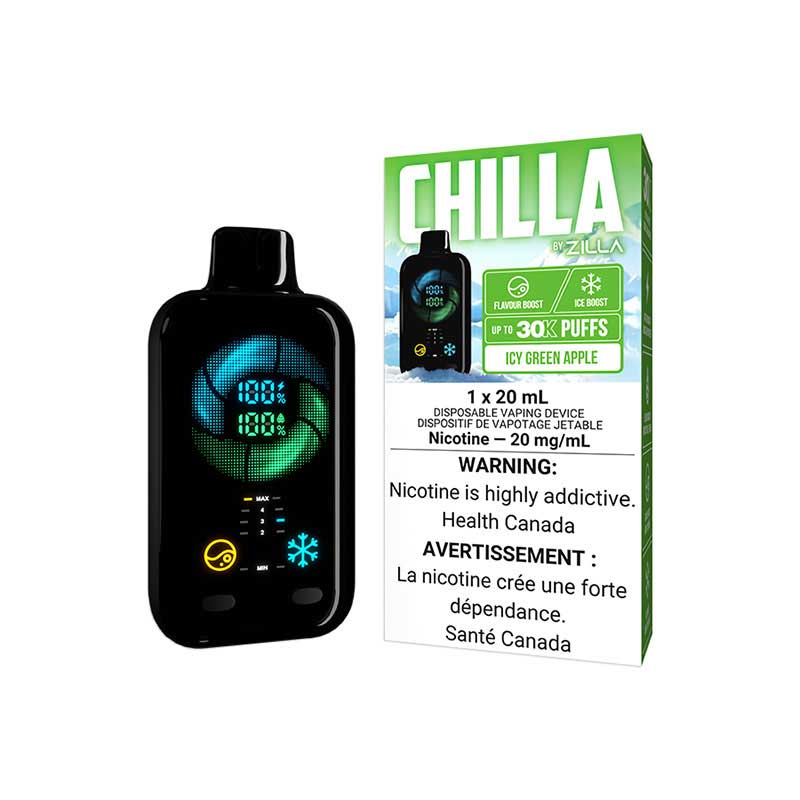 Chilla By Zilla Disposable - Icy Green Apple (ON) - Bay Vape