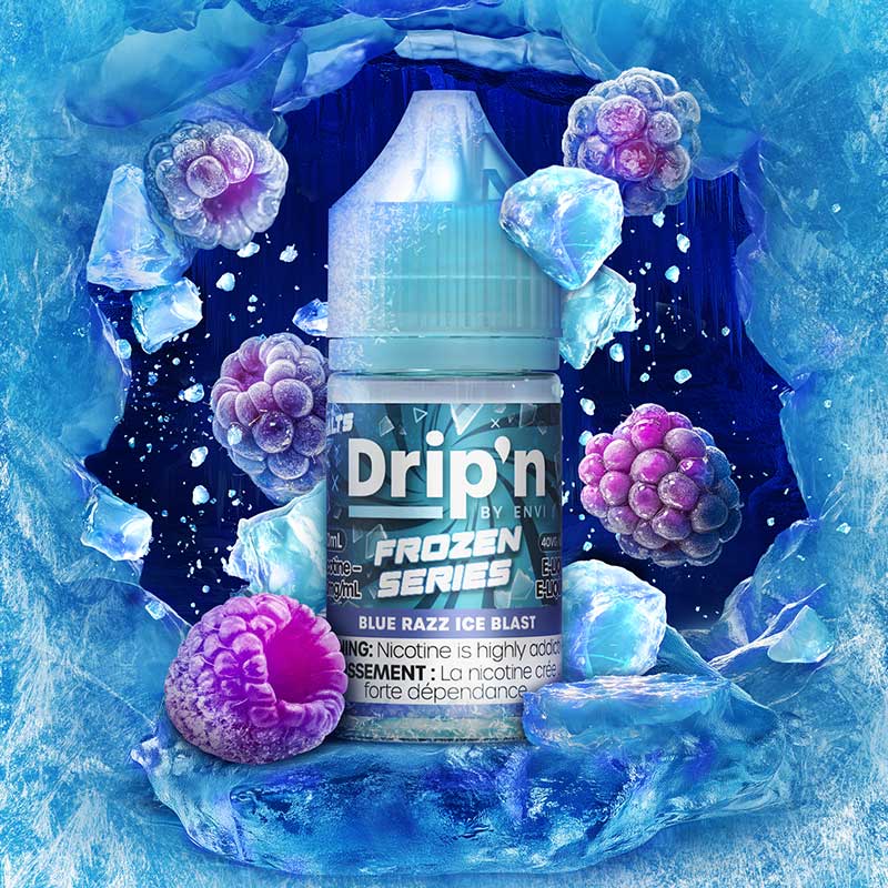 Drip'n by Envi Frozen Salt Juice - Blue Razz Ice Blast (ON) - Bay Vape