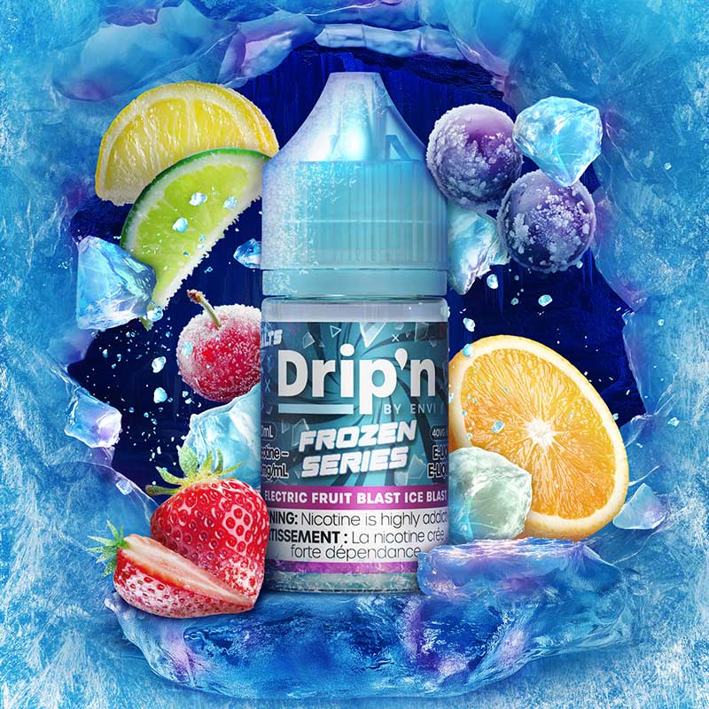 Drip'n by Envi Frozen Salt Juice - Electric Fruit Blast Ice Blast (ON) - Bay Vape