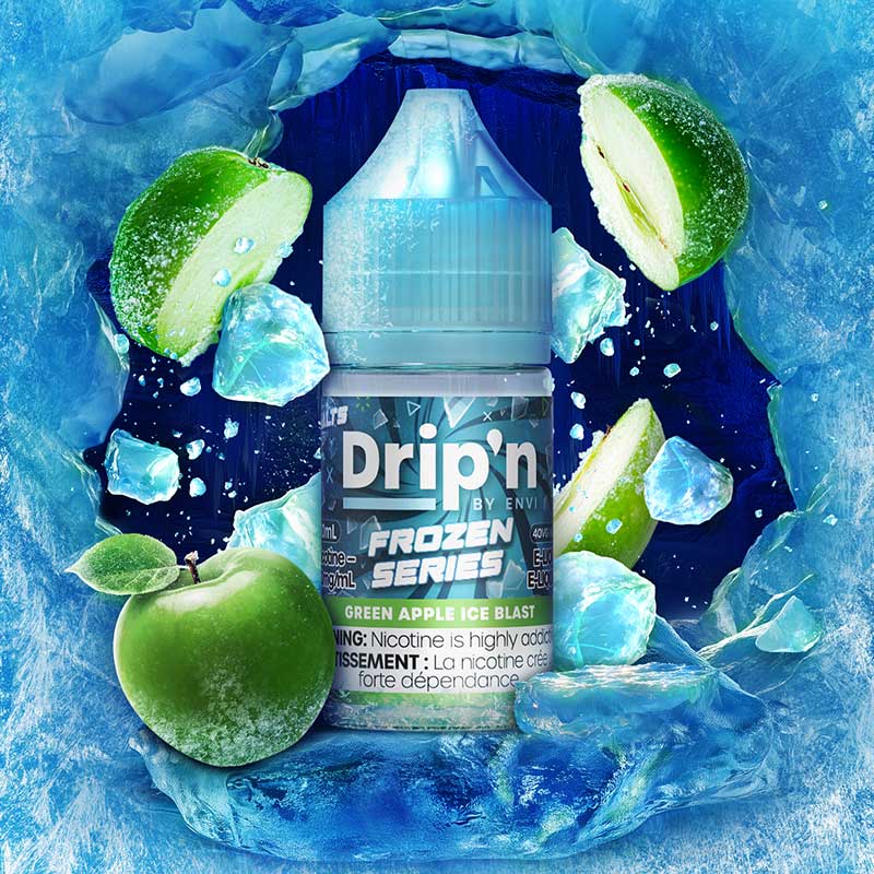 Drip'n by Envi Frozen Salt Juice - Green Apple Ice Blast (ON) - Bay Vape