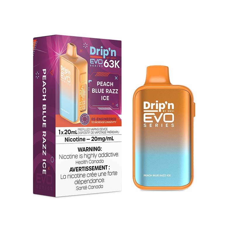 Drip'n by Envi EVO Series 63K Disposable - Peach Blue Razz Ice (ON) - Bay Vape