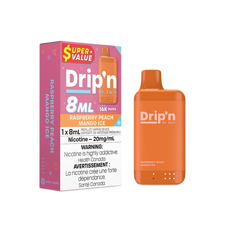 Drip'n by Envi 8ML Disposable - Raspberry Peach Mango Ice (MB) - Bay Vape