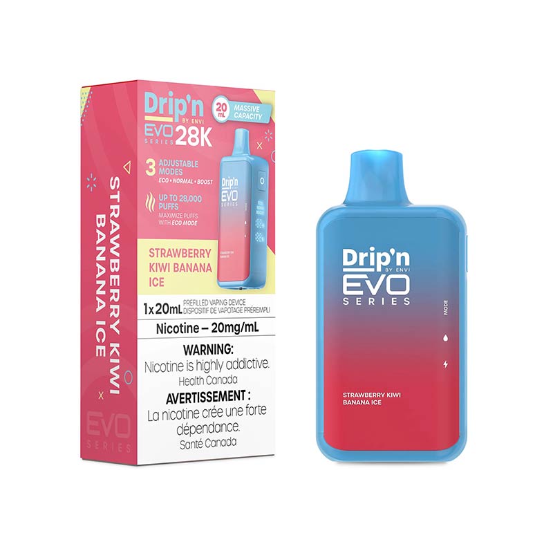 Drip'n by Envi EVO Series 28K Disposable - Strawberry Kiwi Banana lce (ON) - Bay Vape