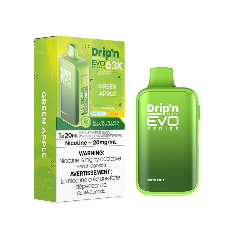 Drip'n by Envi EVO Series 63K Disposable - Green Apple (ON) - Bay Vape