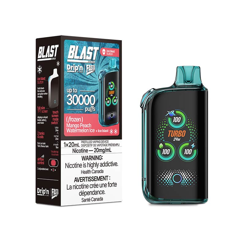 Drip'n by Envi x Fasta Blast 30K Disposable - Mango Peach Watermelon Ice (ON) - Bay Vape