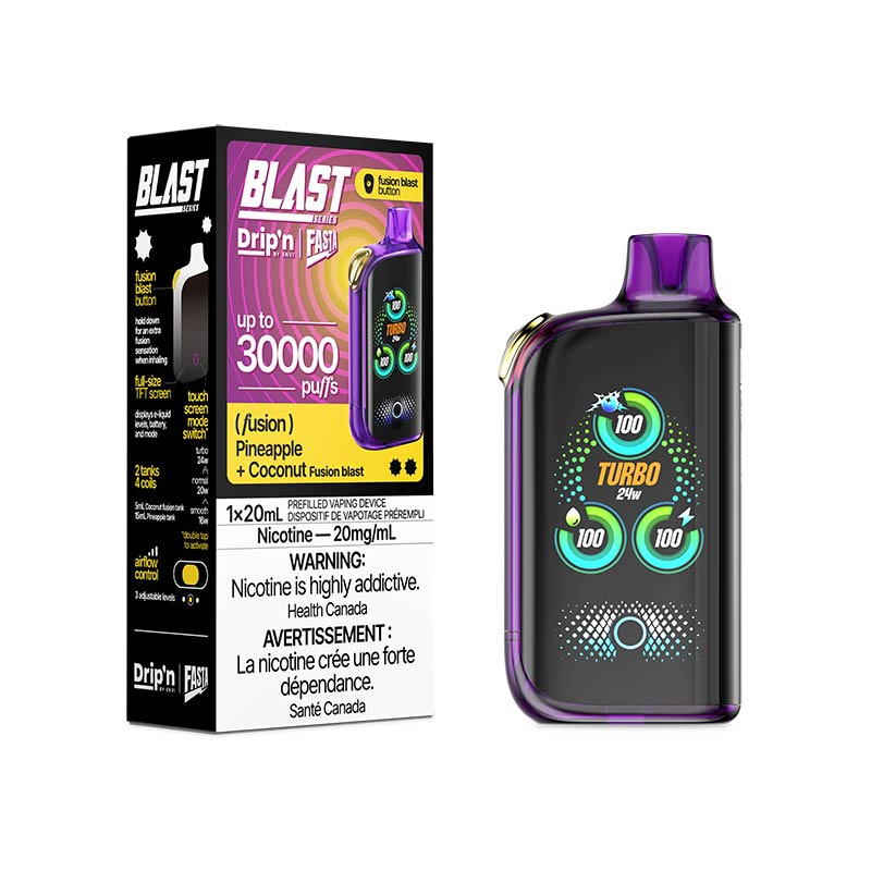 Drip'n by Envi x Fasta Blast 30K Disposable - Pineapple + Coconut (Fusion) (ON) - Bay Vape