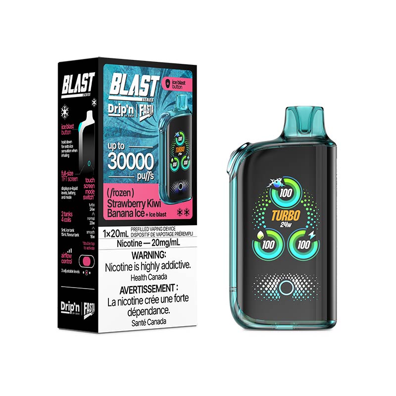 Drip'n by Envi x Fasta Blast 30K Disposable - Strawberry Kiwi Banana Ice (ON) - Bay Vape