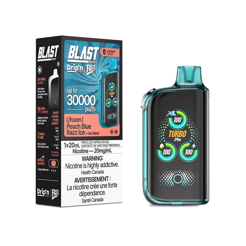 Drip'n by Envi x Fasta Blast 30K Disposable - Peach Blue Razz Ice (ON) - Bay Vape