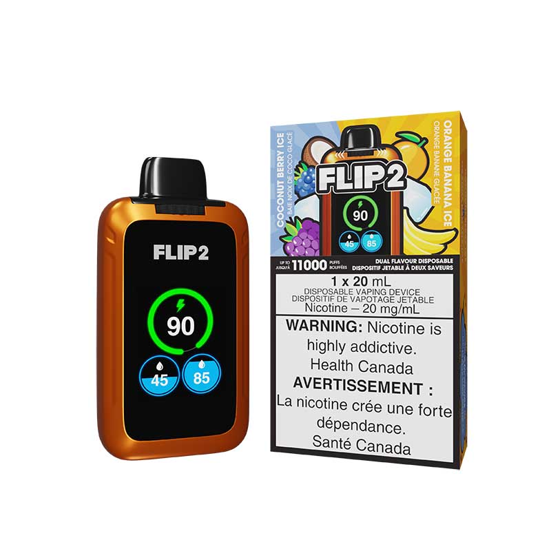 Flip 2 Disposable - Coconut Berry Ice & Orange Banana Ice - Bay Vape Canada