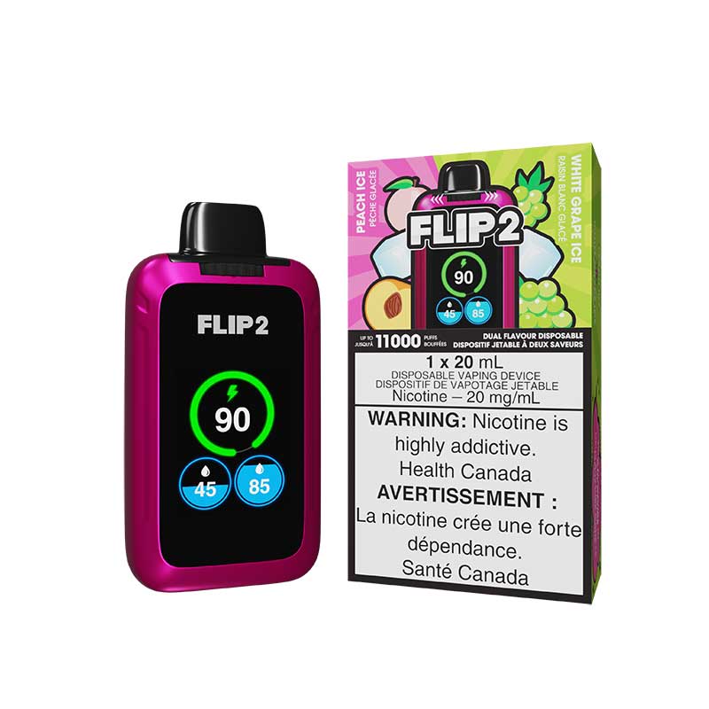 Flip 2 Disposable - Peach Ice & White Grape Ice - Bay Vape Canada