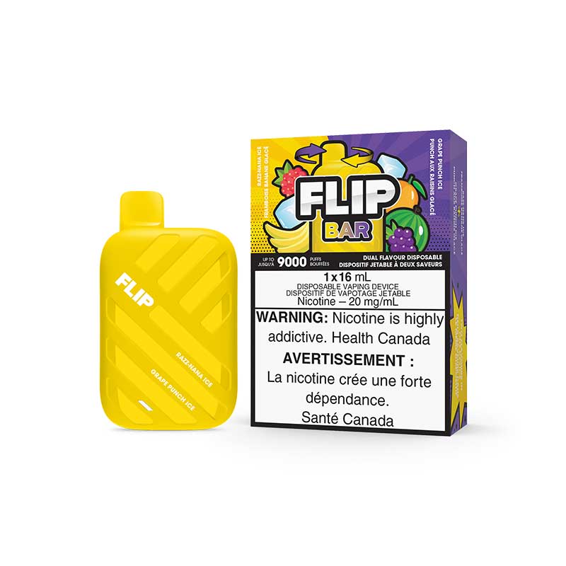 Flip Bar 9000 jetable - Glace Razz-Nana et glace punch au raisin