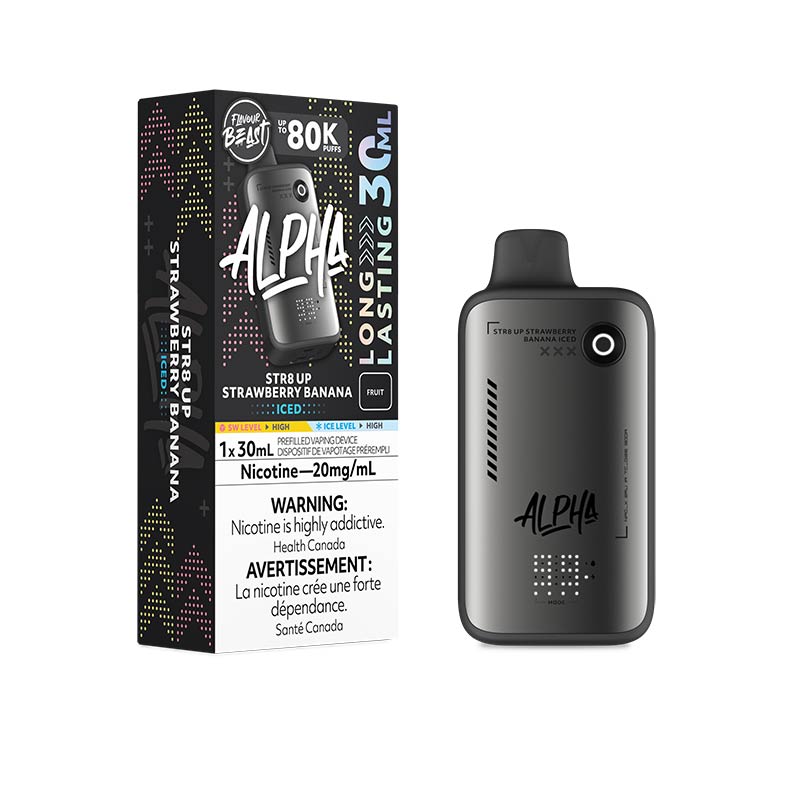Flavour Beast Alpha Disposable - Str8Up Strawberry Banana Iced (MB) - Bay Vape