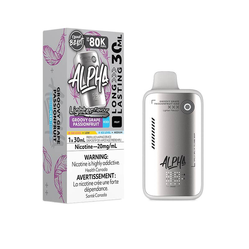 Flavour Beast Alpha Disposable - Lighter Flavour - Groovy Grape Passionfruit Iced (MB) - Bay Vape