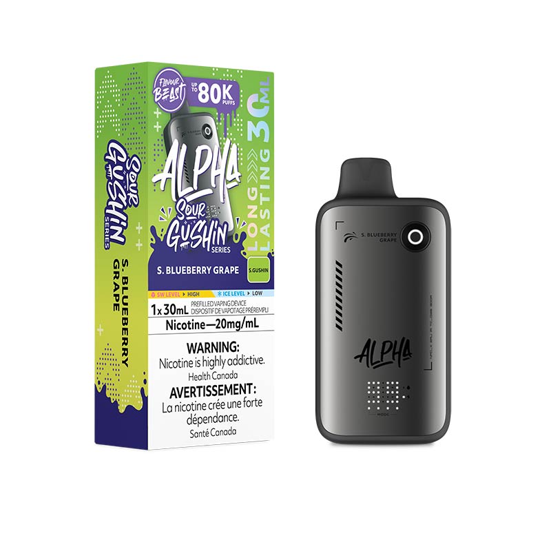 Flavour Beast Alpha Disposable - Gushin S. Blueberry Grape (MB) - Bay Vape