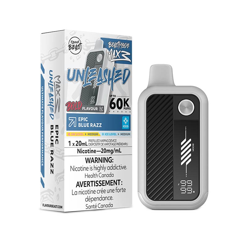 Flavour Beast Beast Mode Max 3 Disposable - Unleashed - Epic Blue Razz Iced (ON) - Bay Vape