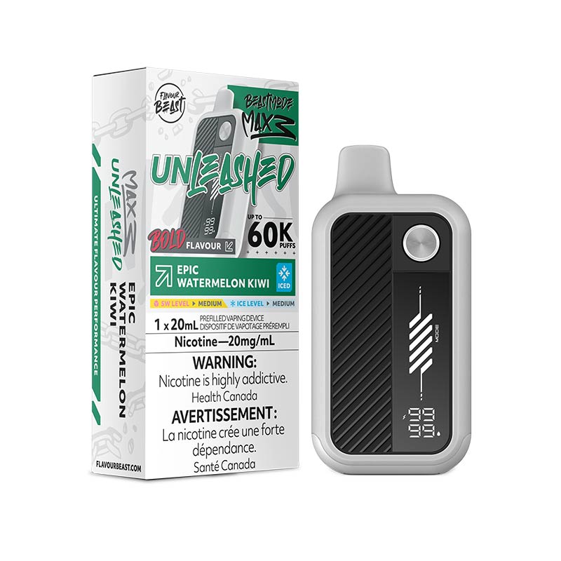 Flavour Beast Beast Mode Max 3 Disposable - Unleashed - Epic Watermelon Kiwi Iced (ON) - Bay Vape