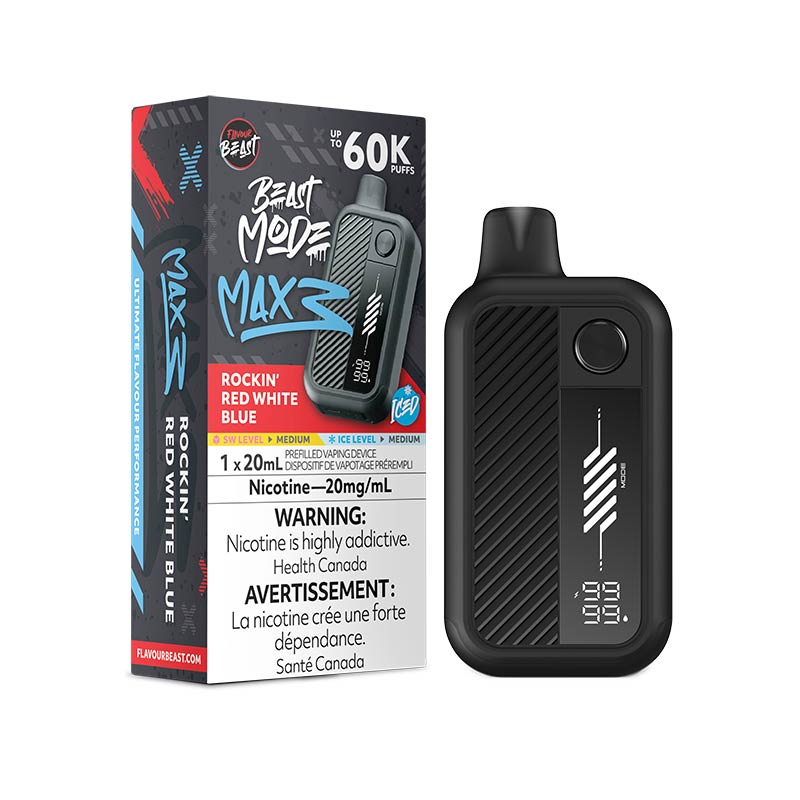 Flavour Beast Beast Mode Max 3 Disposable - Rockin' Red White Blue Iced (MB)