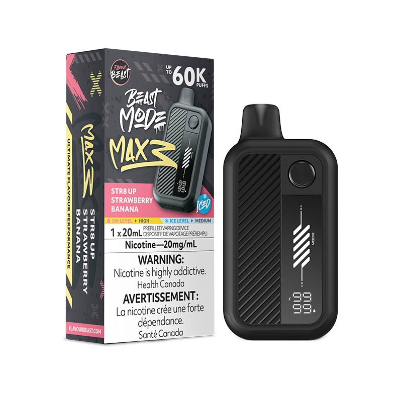 Flavour Beast Beast Mode Max 3 Disposable - STR8 UP Strawberry Banana Iced (MB)