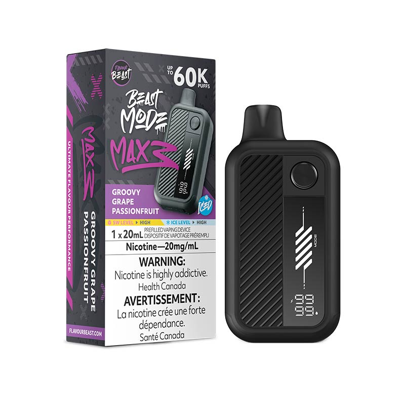 Flavour Beast Beast Mode Max 3 Disposable - Groovy Grape Passionfruit Iced (ON) - Bay Vape