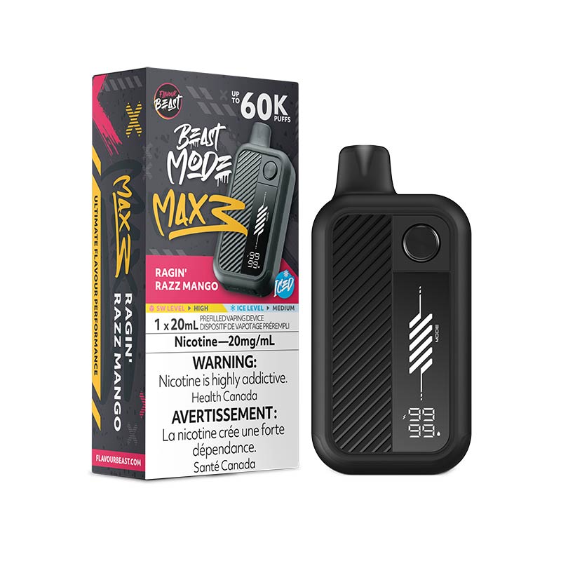 Flavour Beast Beast Mode Max 3 Disposable - Ragin' Razz Mango Iced (ON) - Bay Vape
