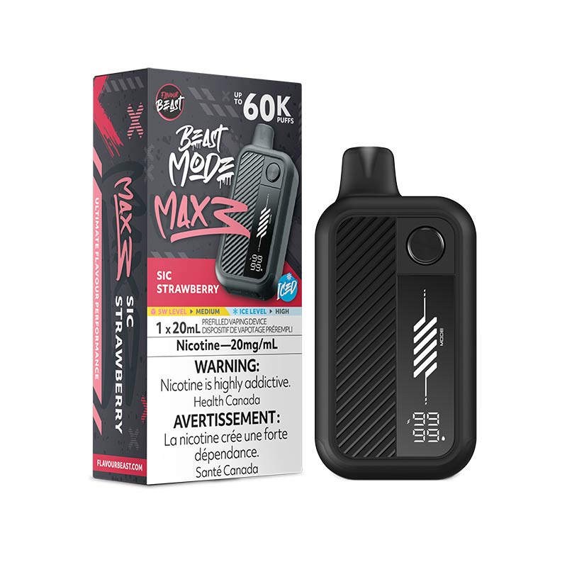 Flavour Beast Beast Mode Max 3 Disposable - Sic Strawberry Iced (ON) - Bay Vape