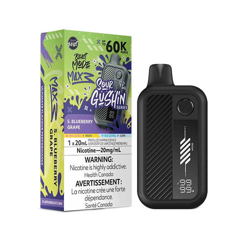 Flavour Beast Beast Mode Max 3 Disposable - Gushin' S. Blueberry Grape (ON) - Bay Vape