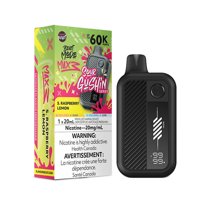 Flavour Beast Beast Mode Max 3 Disposable - Gushin' S. Raspberry Lemon (ON) - Bay Vape
