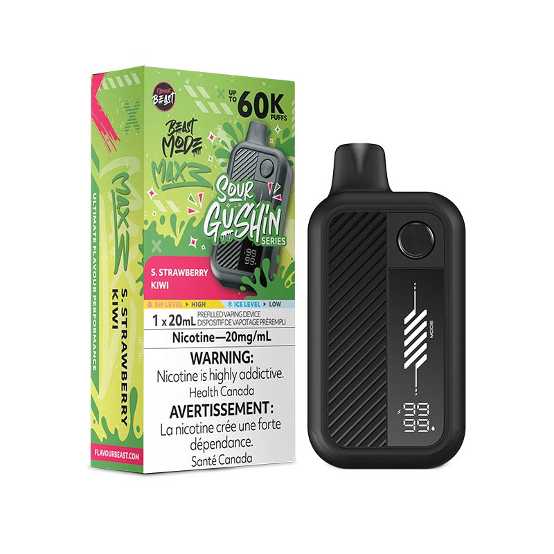 Flavour Beast Beast Mode Max 3 Disposable - Gushin' S. Strawberry Kiwi (ON) - Bay Vape