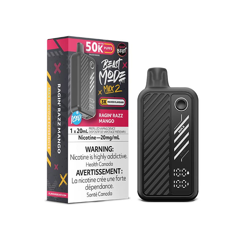 Flavour Beast Beast Mode Max 2 Disposable - Ragin' Razz Mango Iced (ON) - Bay Vape