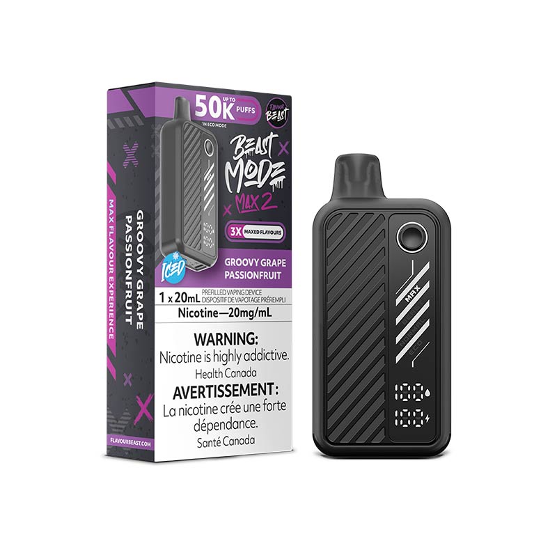Flavour Beast Beast Mode Max 2 Disposable - Groovy Grape Passionfruit Iced (ON) - Bay Vape
