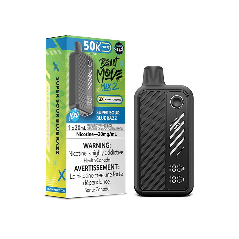 Flavour Beast Beast Mode Max 2 Disposable - Super Sour Blue Razz Iced (ON) - Bay Vape