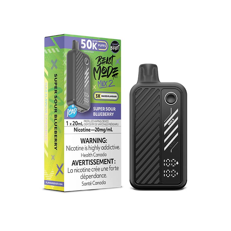 Flavour Beast Beast Mode Max 2 Disposable - Super Sour Blueberry Iced (ON) - Bay Vape