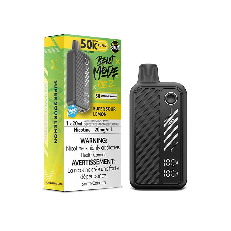 Flavour Beast Beast Mode Max 2 Disposable - Super Sour Lemon Iced (ON) - Bay Vape