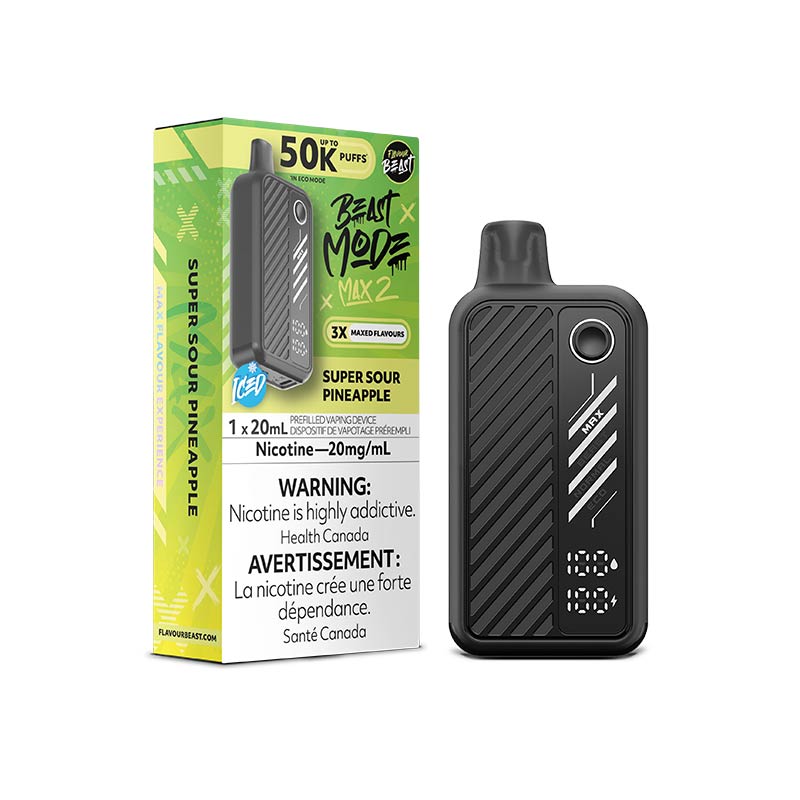 Flavour Beast Beast Mode Max 2 Disposable - Super Sour Pineapple Iced (ON) - Bay Vape