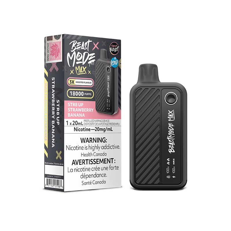 Flavour Beast Beast Mode Max 18K Disposable - STR8 UP Strawberry Banana - Bay Vape Canada