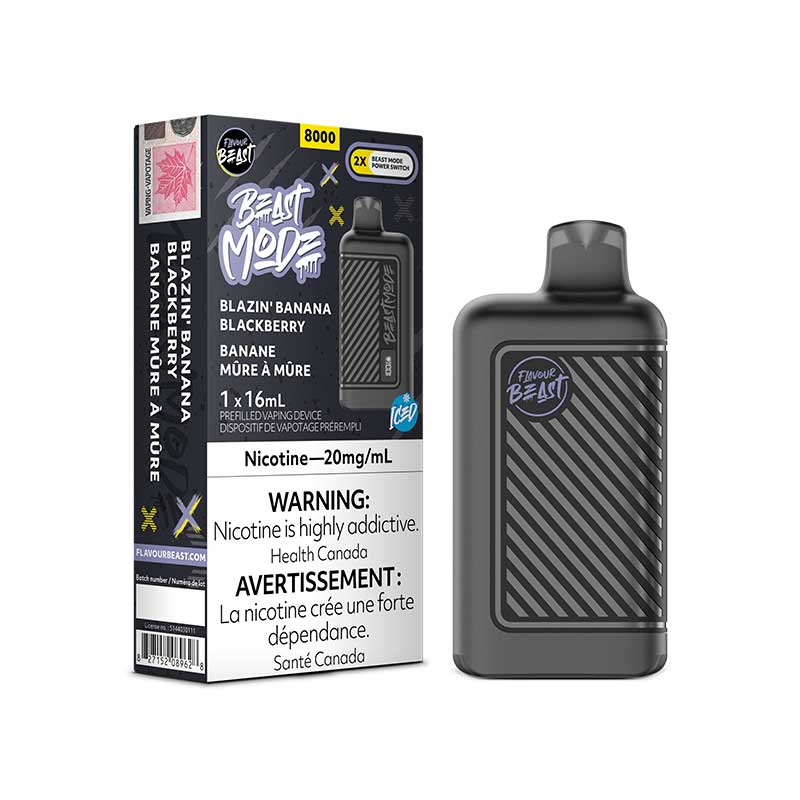 Flavour Beast Beast Mode 8K Disposable - Blazin' Banana Blackberry Iced - Bay Vape Canada
