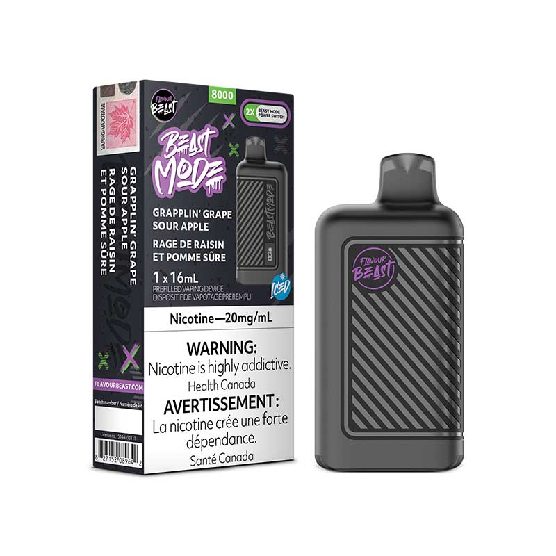 Flavour Beast Beast Mode 8K Disposable - Grapplin’ Grape Sour Apple Iced - Bay Vape Canada